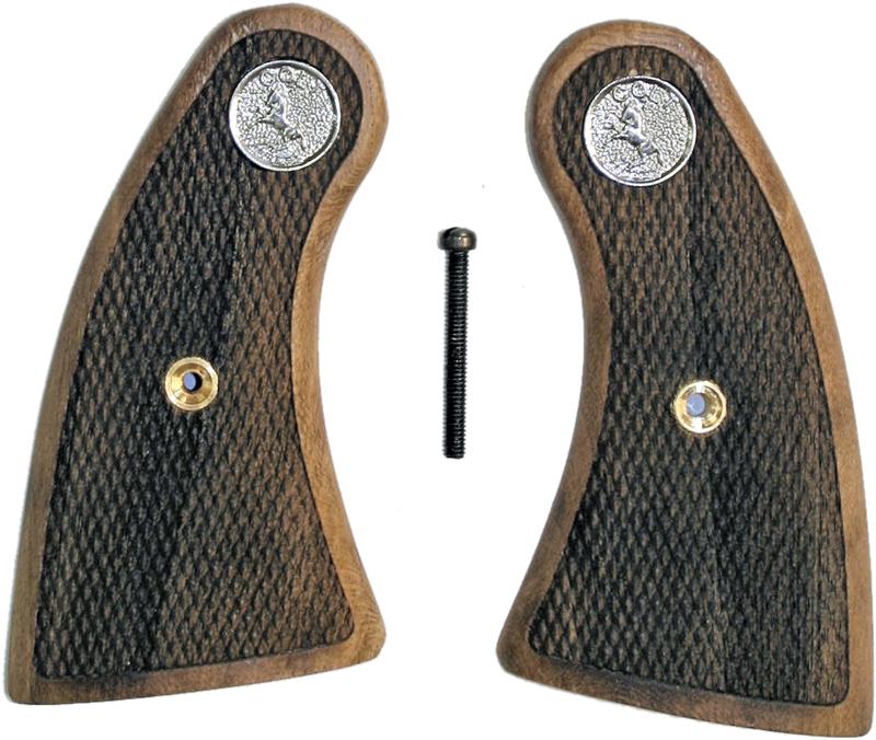 Colt Police Positive Special, Claro Walnut Checkered Grips With Medallions
